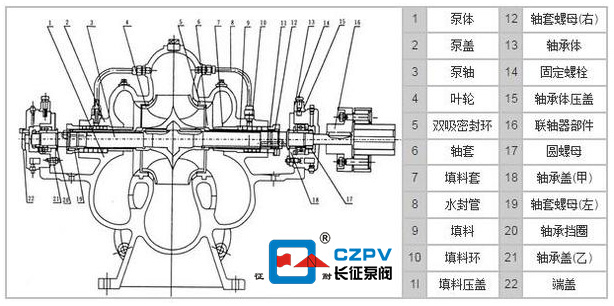 臥式單級雙吸離心泵結(jié)構(gòu)圖