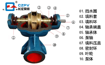 單級雙吸離心泵結構圖