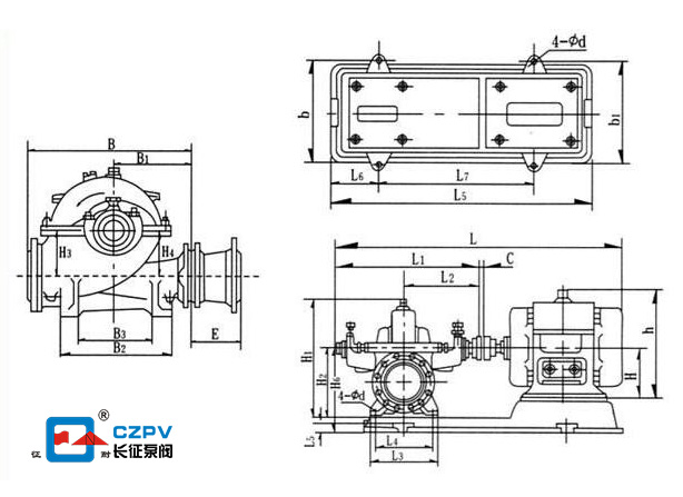中開(kāi)泵安裝尺寸圖